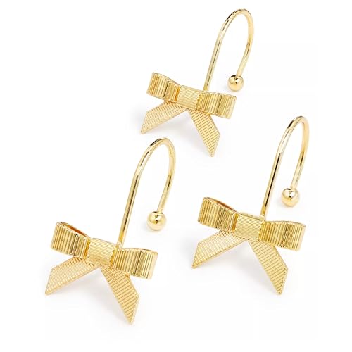 12PCS Decorative Bow Shower Curtain Hooks Gold, Bow Knot Curtain Hooks Shower Rings for Bathroom Baby Room Nursery Art Decors (Gold) by Luxape - Image 2