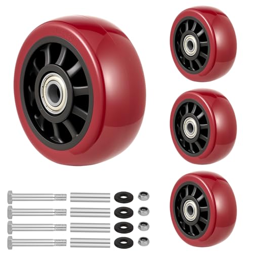 ZeSIUT Polyurethane Caster Wheels 5 Inch Set of 4 - Polyurethane on Polyolefin Core Wheel with Double Roller Bearing, Heavy Duty with 2200 lbs Capacity for Home/Industrial/Commercial Trolleys