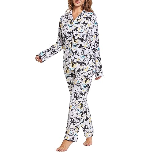 Image of Tugege Pajamas Set Long Sleeve Sleepwear Womens Button Down Nightwear Pj Sets