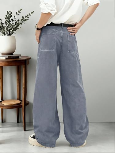 QNIM Men's Loose Fit Jeans (Gray) Grey - Image 5