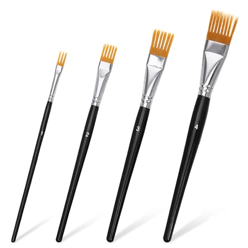 Paint Brush Comb Set, 4 PCS Grainer Brush Set for Texture Watercolor Oil-Paint Brushes Professional Flat Comb Artist Paint Brushes for Acrylic Painting, Oil, and Watercolor