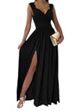 Womens 2025 Formal Dresses Wrap V-Neck Ruched Sexy Bridesmaid Wedding Guest Maxi Dresses