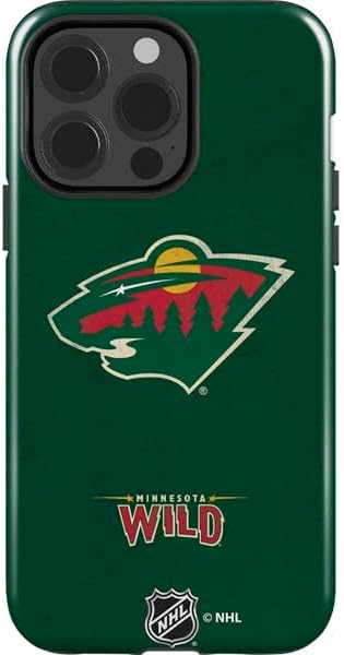 Skinit Impact Phone Case Compatible with iPhone 15 Pro - Officially Licensed NHL Minnesota Wild Black Background Design