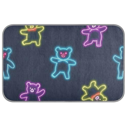EtherSpher Neon Colorful Cartoon Cute Dancing Bear Summer Cooling pad for Cats Self Cooling Bed for Outdoor for Chihuahua Cats Indoor Comfy cama refrescante para Perros M