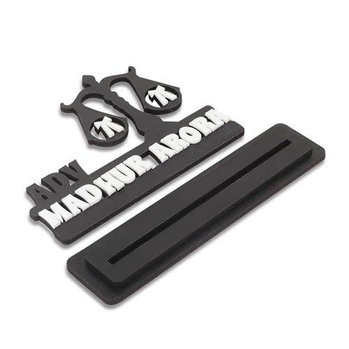 Image of Taxton Custom Advocate Desk Nameplate With Scales Of Justice Design A- Signage Personalized Acrylic And Wooden Lawyer Name Display, Gift For Attorneys, Law Graduates, And Legal Professionals, Black