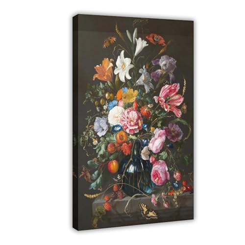 Tableau bouquet floral vintage en peinture traditionnelle sur toile de qualité premium