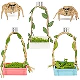 YOMENO Jumping Spider Enclosure Accessories Jumping Spider Hammock 3 Pcs Set with Artificial Moss and Hemp Rope Accents Habitat Decoration Habitat Decoration Set Climbing Toy for Small Pet