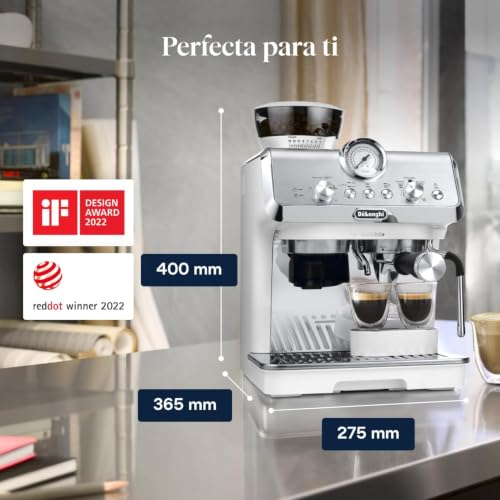 Miniatura 9 de De Longhi La Specialista Arte Ec9155.W, Cafetera Expresso Manual, Tecnología De Molido Con Sensor Y 8 Ajustes, Control Activo De La Temperatura, Espumador De Leche Mylatte Art, 1550 W, Blanco