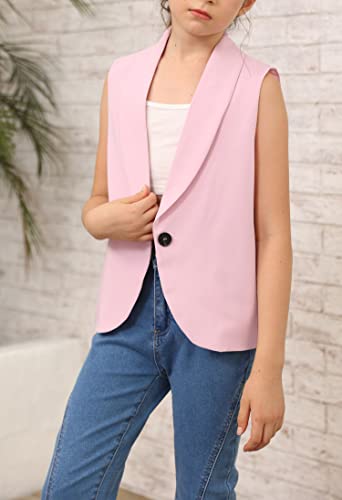 Bigeoosh Girls Vest Shawl Collar Open Front Vest Blazer Sleeveless Vest Jacket Coats For Girls Size 5-14 Years #TOP2