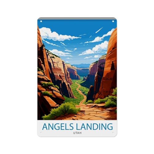Angel Road Utah Metal Tin Sign, Joshua Tree Landscape Poster