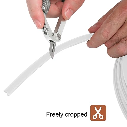 Türdichtung, 5m/10m/30m 12mm Zimmertürdichtung, TPE Gummidichtung Dichtband Zarge, Türanschlagdichtung, Zargendichtung für Türen, Fenste (Weiß, 10M)