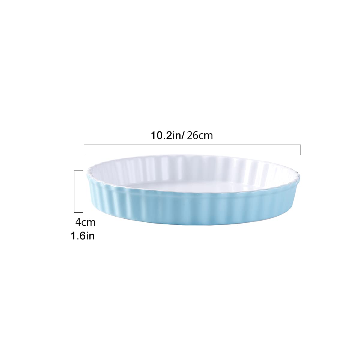 Ceramiczne naczynie do piekarnika, naczynie do cia Okrągła, karbowana forma do pieczenia quiche Forma ceramiczna idealna do pieczenia tart, kremu brulee, potraw z kremem i sernika Porcelanowa patelnia