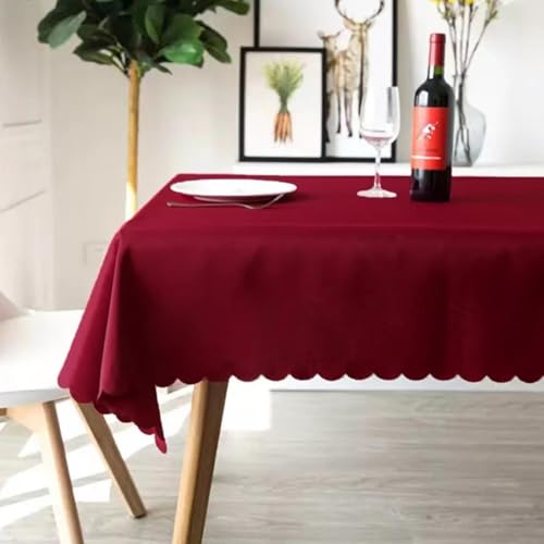 Nappe en polyester rouge vin 150x210 cm rectangulaire pour table - 4