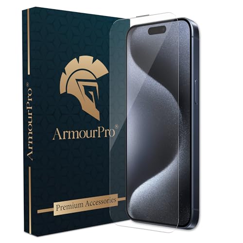 Image of ArmourPro Military-Grade Gorilla Borderless Tempered Glass for iPhone 15 Pro Max and iPhone 14 Pro Max (6.7 Inches) with Installation Kit | Anti Dust Mesh Filter, Shatterproof, Full Screen Coverage