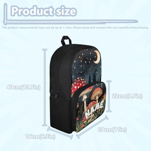 Customized Boys Backpack With Name 15 Inch 2025 Bookbag For Kids Children Teens Elementary Middle Students Ages 6-18 School Bags Trippy Mushroom Print4