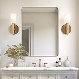 ANDY STAR Bathroom Mirror for wall, Brushed Gold Metal Frame Rounded Corner 22