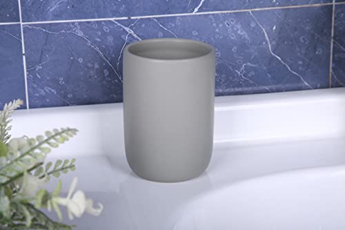 Ystar Ceramic Toothbrush Holders For Bathrooms, Matte Tooth Brushing Dispenser, Small Tooth Brush Organizer For Vanity Countertop, Toothpaste Storage Stand, Tumbler Cup For Makeup Brushes-Grey, 8Oz #TOP5