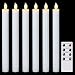 DRomance 6 PCS LED Taper Candles with Remote and Timer, Battery Taper Candles White Finish Real Wax Flickering Flameless Candles for Thanksgiving Day Decoration