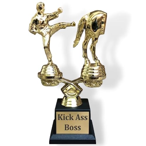Trophy Outlet Kick Butt Trophy – 8.5” Custom Engraved Funny Award for Boss, Coworker, Friend or Partner | Appreciation or Gag Gift for Work, Retirement, or Celebration