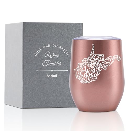 Onebttl West Virginia Gifts for Women, Men, Travel Homesick Gift Souvenirs, 12oz Stainless Steel Tumbler with Lid, Perfect for Christmas, Moving Gift