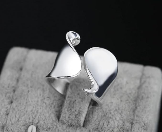 QueenBee Adjustable Geometric Statement Ring for Women – Silver or Gold Plated Asymmetric Open Band, Minimalist Bold Cocktail Design, Gift for Christmas, Valentine’s Day & Birthday - Image 2