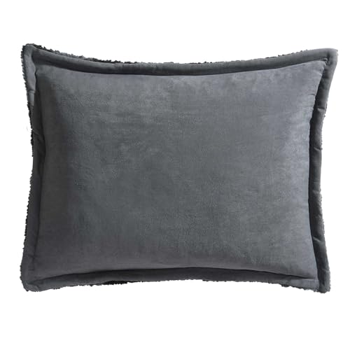 Image of Eddie Bauer - Twin Comforter Set, Microsuede Bedding with Soft Plush Faux Shearling Reverse, 2 Piece Bed Set with Matching Pillowcase (Cabin Plaid Grey)
