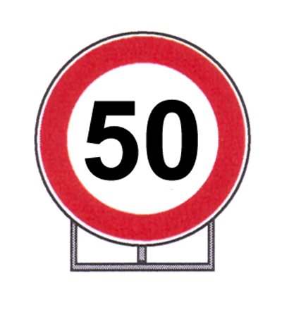 Panneau de signalisation routiere pour chantier 50 km/h diametre 60cm