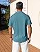 COOFANDY Button Down Shirts for Men Short Sleeve Vintage Shirts Knitted Polo Shirts Casual Beach Summer Shirt Peacock Blue