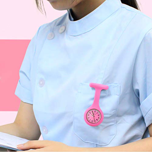 Alladaga Set Of 3 Nurse Fob Watches, Silicone Doctor Pocket Lapel Clip On Watches Gift (Blue Rose White) #TOP6