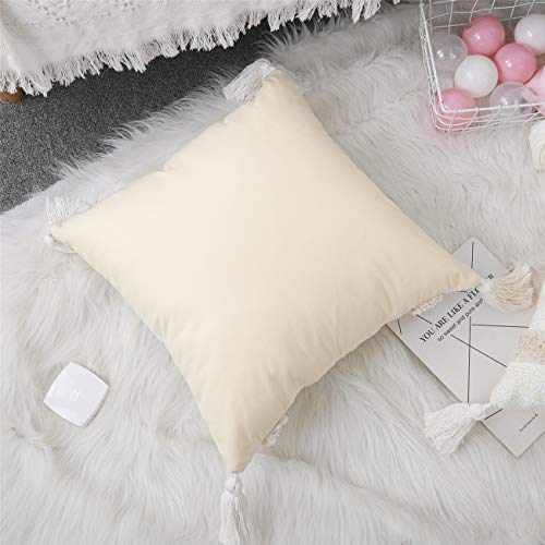 Seeksee Lumbar Boho Pillow Cover 12X20 Inch, Bohemian Hand-Woven Throw Pillow Cover, Farmhouse Throw Pillow Cover With Tassels (Yellow Cream) #TOP5