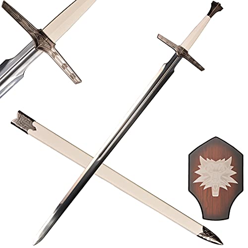 kljhld The Witcher 3: Wild Hunt White Wolf Steel Sword Wizard Silver Sword Geralt of Rivia Sword Western Sword The Witcher Sword Cosplay Sword 47.6 inches