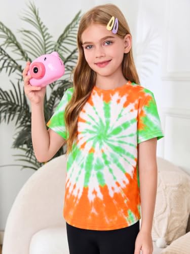 Image of Haloumoning Girls Short Sleeve T Shirts 5-14 Years | Kids Summer, T shirt Girls,Crewneck Tops, Curved Hem Tees,Back to School Summer Tops,Fashion Clothes