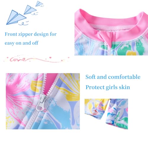 Image of UMELOK Girls Long Sleeve Rash Guard One Piece Swimsuits with UV Protection Sunsuit