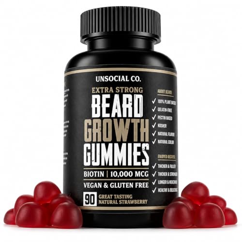 Unsocial Co. Extra Strong Beard Growth Vitamins Gummies | Biotin