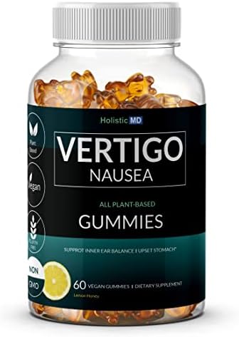 Holistic MD Vertigo Gummies Nausea Vertigo Dizziness Relief | 6 in 1: Gingko Kudzu Astragalus Ginger Root Black Cohosh & Peony Flower | All Plant-Based Formula Non GMO | Lemon Flavor 60 ct