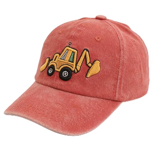 Toddler Sun Hat Boys Fashion Orange Excavator Summer Hats for Kids Baseball Cap Boy Hats for Kids Ages 2-8