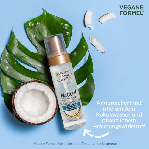 Garnier Selbstbräunungsmousse, Pflegender Selbstbräuner für eine natürliche und fleckenfreie Bräune, Ambre Solaire Natural Bronzer, 1 x 200 ml