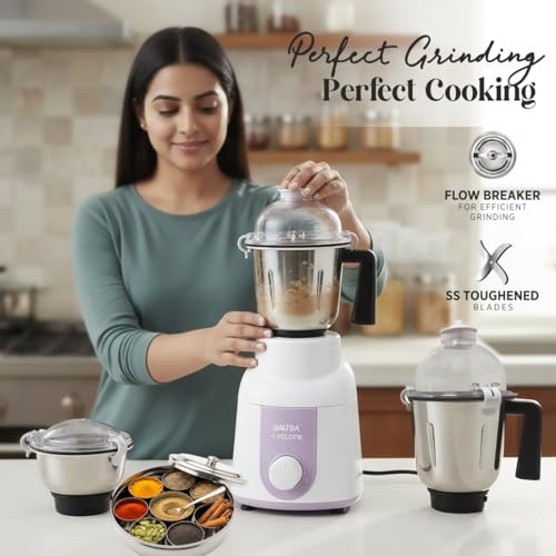 Image of Baltra Mixer Grinder 1000W | Powerful Motor with Overload Protector | 3 Stainless Steel Jars | Heavy-Duty Grinding for Indian Kitchen | Ideal for Dry & Wet Grinding | Made for Cooking | 2Year Warranty