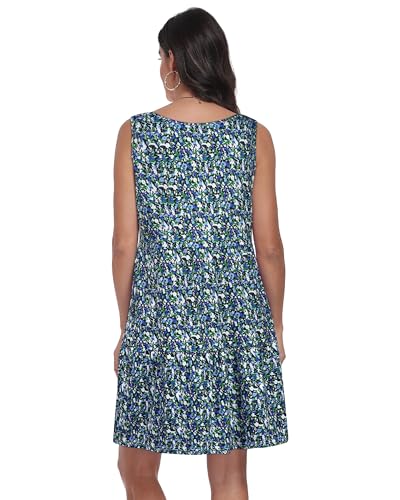 Image of Sundresses for Women Summer Sleeveless Tiered Swing V Neck Tank Dress | 2026 Casual Loose Tank Dress with Pockets, A-Line Flowy Beach Sun dress, Vacation Cruise Fashion Outfits