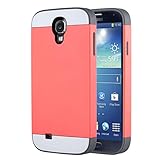 Galaxy S4 Case, S4 Case - ULAK Hybrid Slim Hard Back Case Cover Rubber Bumper 2in1 Rigid Plastic Shell + TPU Daul Layer w/ Card Storage for Samsung Galaxy S4 I9500 (Coral Pink/Grey)