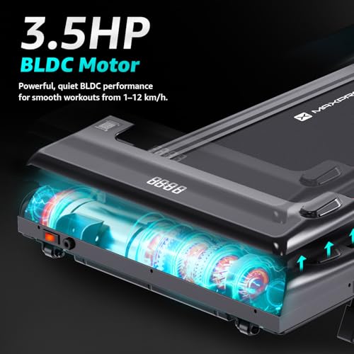 Image of MAXPRO Walking Pad 3.5HP BLDC Motor Treadmill for Home use | 12km /hr Speed | 110kgs Max. User Weight | 8% Incline| LED Display, Shock Absorbtion, Compact underdesk Treadmill for Home Gym
