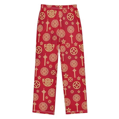 ZZXXB Chinese Knot Boys Long Pants Soft Trousers Elastic Waist Kids Lounge Bottoms with Pockets S-XL