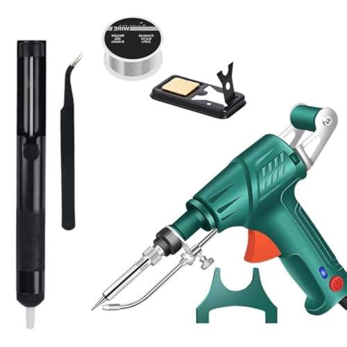Multi-function Soldering Iron Soldering Gun Set, Soldering Gun Kit, Internally Heated Industrial Laser Welding, with Solder Gun, Solder Wire,Desoldering Pump, Tweezers (1- Set Green)