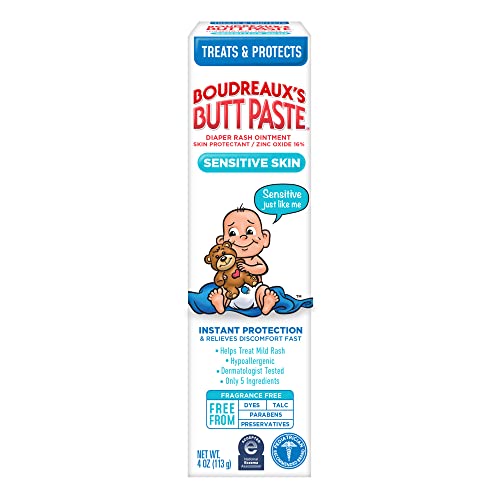 Image of Boudreaux's Butt Paste for Sensitive Skin Diaper Rash Cream, Ointment for Baby, 4 oz Tube