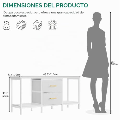 Miniatura 3 de Yitahome Mueble De Tv De Hasta 47 Pulgadas, Mueble De Tv Con 2 Cajones De Tela Y 2 Estantes Abiertos, Cómoda De 110 X 30 X 50 Cm Para Sala De Estar, Sala De Entretenimiento, Muebles De Dormitorio