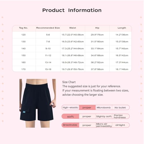 Kids Boys Lightweight Cargo Shorts Summer Elastic Waist Quick Dry Athletic Outdoor Hiking Shorts with Pockets 7