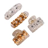 HAKIDZEL Pinzas Cabello Forma de Oso en Plástico Color Caqui, 4 Piezas, Accesorio Lindo para Decorar el Pelo sin Dañar, Adecuado para Vestir y Combinar Ropa