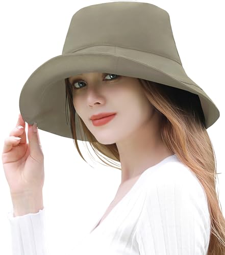 エレガントハット UVカット率１００％ 完全遮光 日焼け防止 日除け帽子 帽子 レディース 紫外線 ハット (JP, 数字サイズ, 57.0 cm, スモーキーグレージュ)