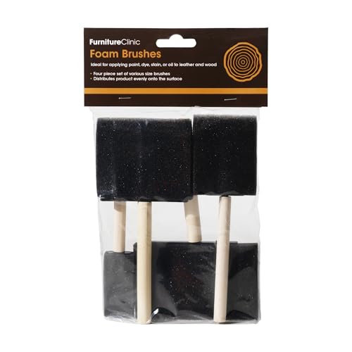 Foam Brushes for Applying Dye Paint Stain Varnish and Oil to Wood. Perfect for Arts Crafts Cleaning and More. Four Piece Set.