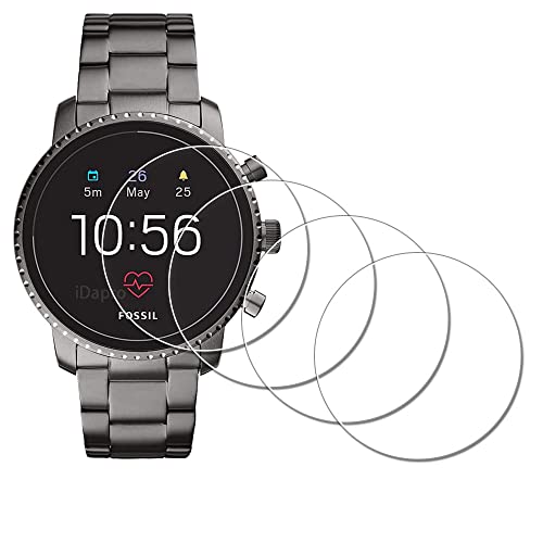 Screen Protector for Fossil Men s Gen 4 Explorist HR Smartwatch [4 Pack], iDaPro Tempered Glass Anti-Scratch Bubble-Free Easy Installation